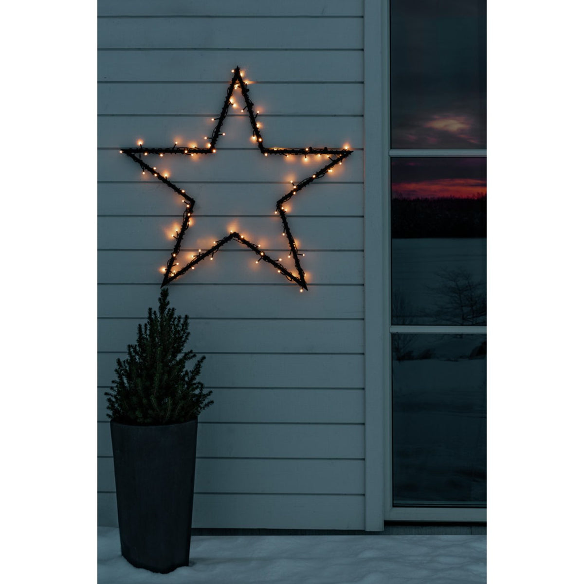 LED Frostad topp svart kabel Ljusslinga Ute 80 Lampor (12.64m), Amber