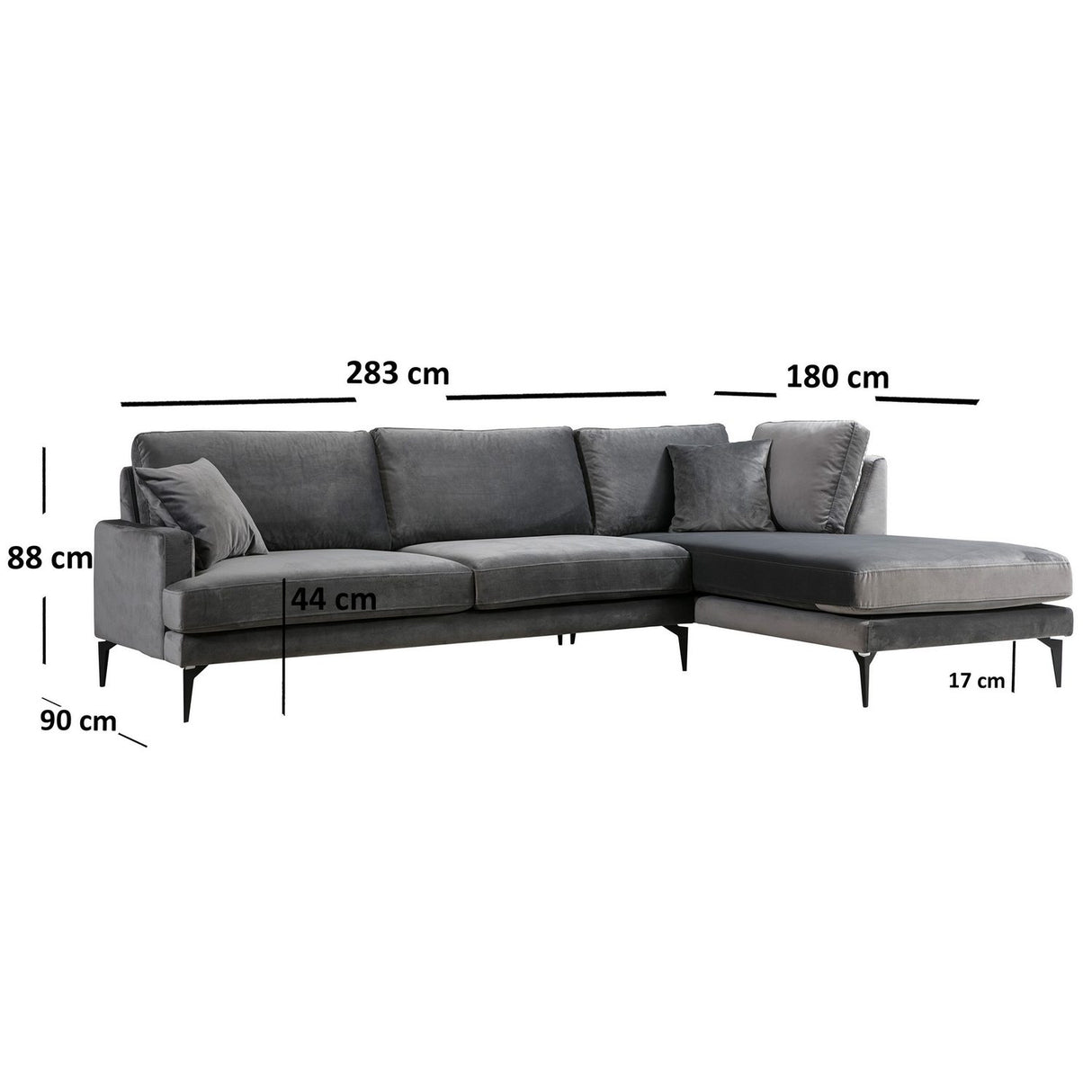 Quito Hörn (283-180 x 90 x 88 cm) Hörnsoffa Antracit, Vänster