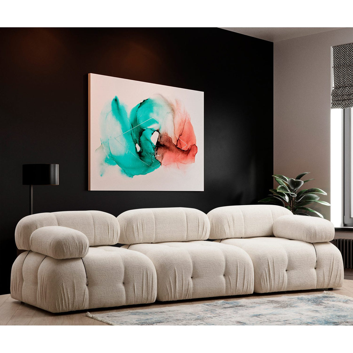 Quito 3-sits (288 x 95 x 75 cm) Bouclette 3-sitssoffa Creme