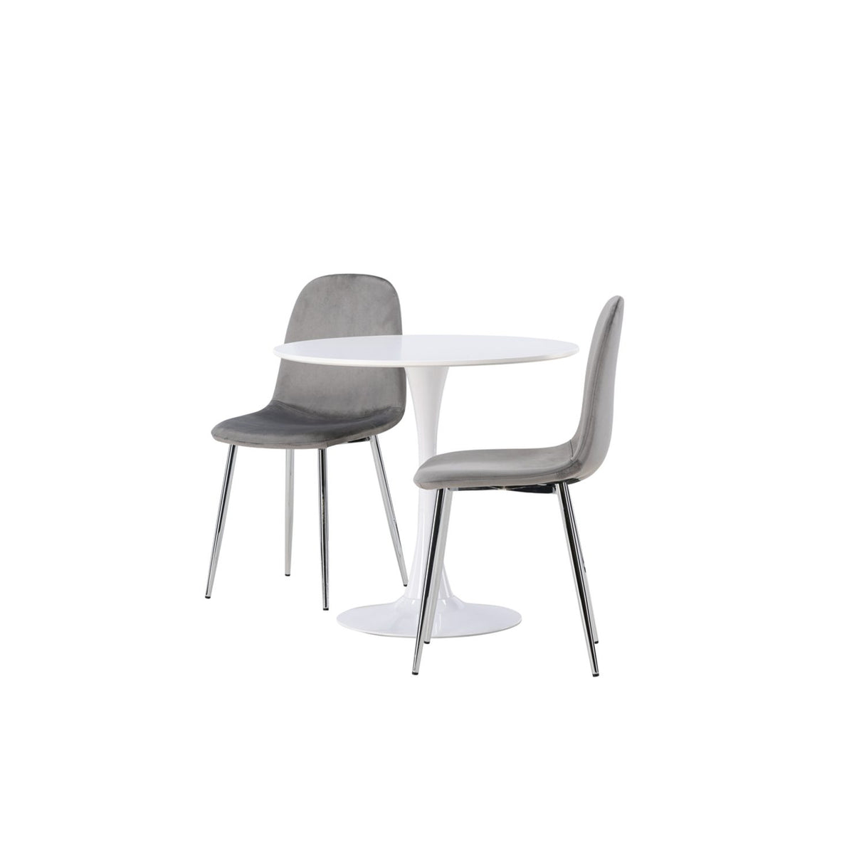Hamden, Eva Rund matgrupp Silver, Vit, ⌀80