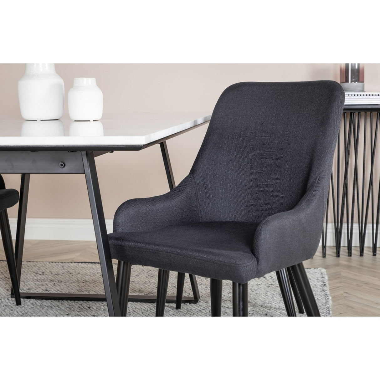 Estelle, Plaza Rektangulär matgrupp Svart, Svart, vit, 140 x 90