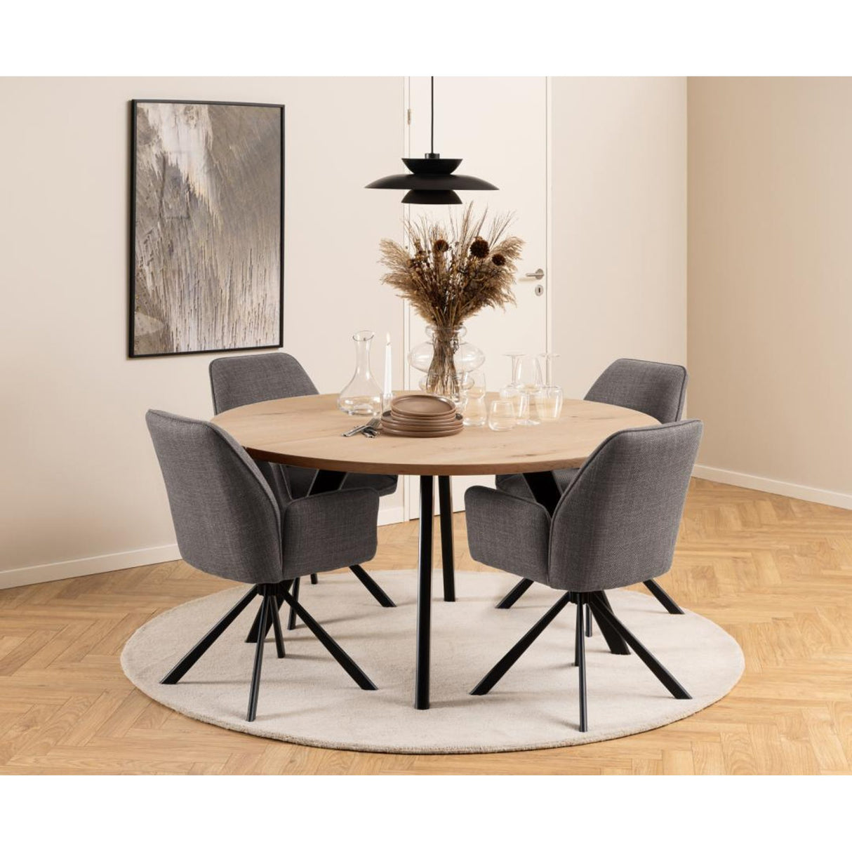 Bayonne Karmstol Basel tyg Ljusgrå-Brun