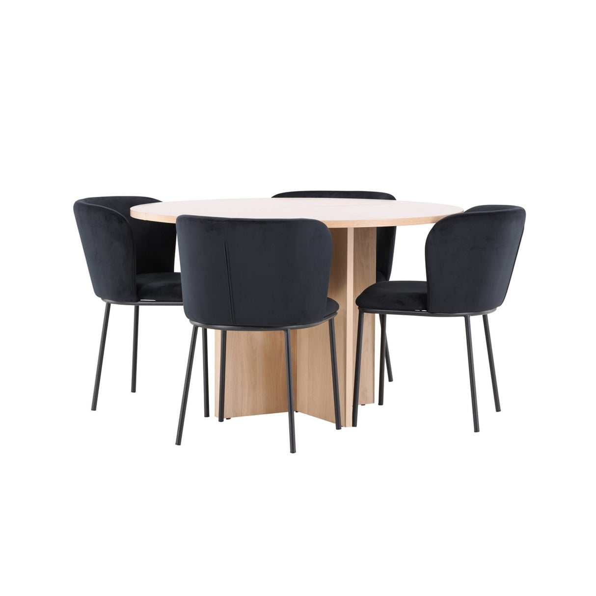 Strada, Edina Oval matgrupp Svart, Vitputsad, 4st