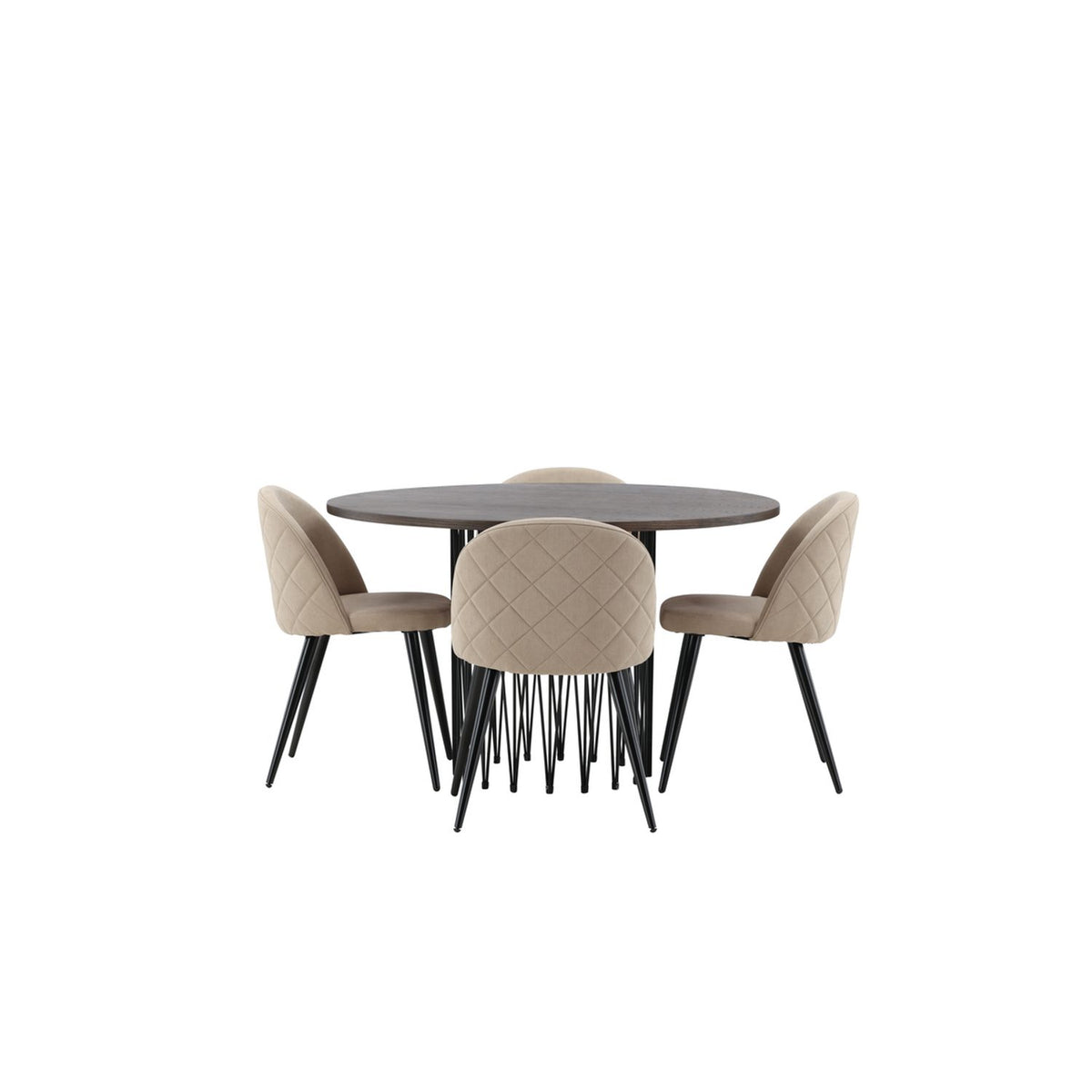 Stone, Velvet Rund matgrupp Beige, Mocka, 4st