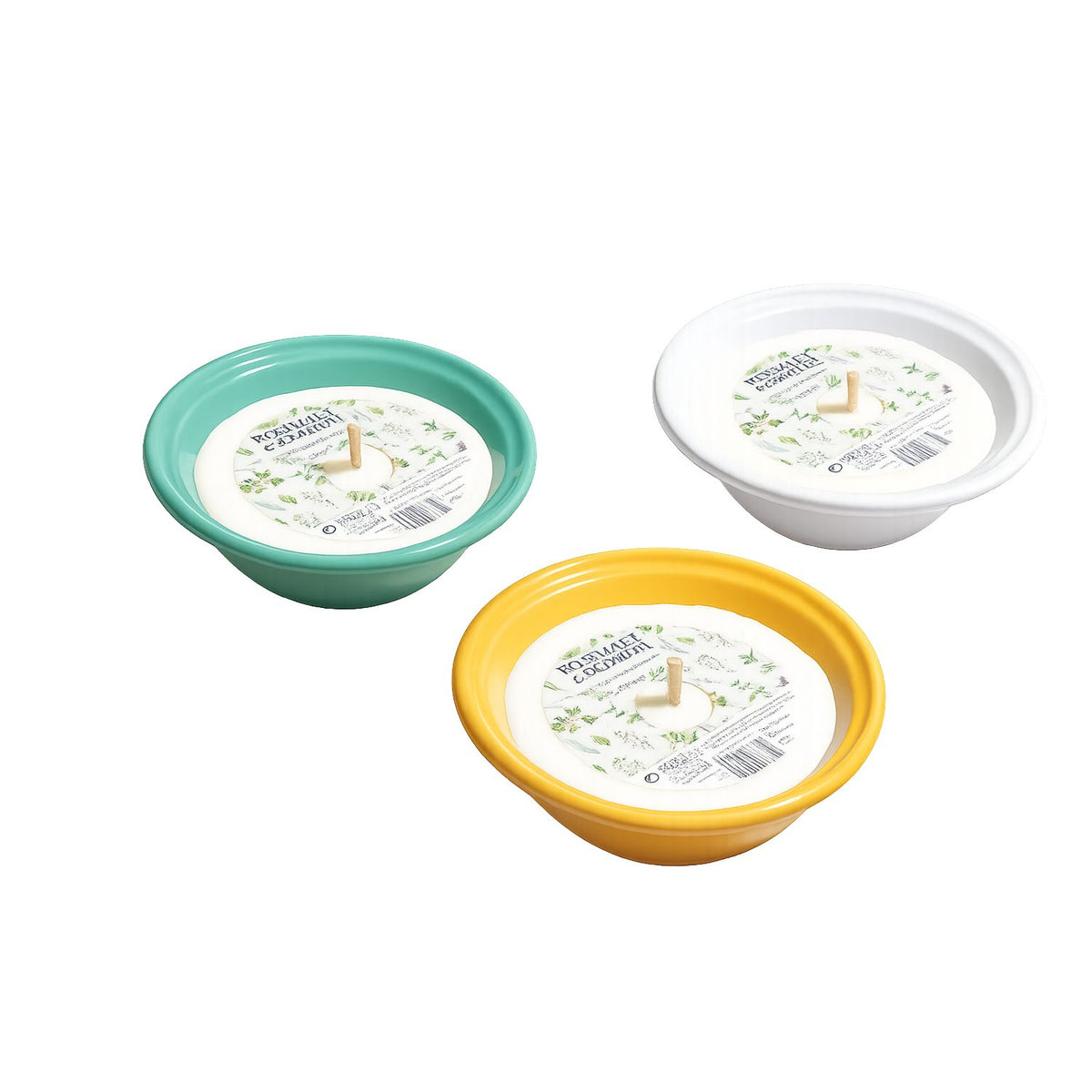 Toscana 3-pack i Glaserad Terrakottaskål Doftljus Rosmarin & Havssalt