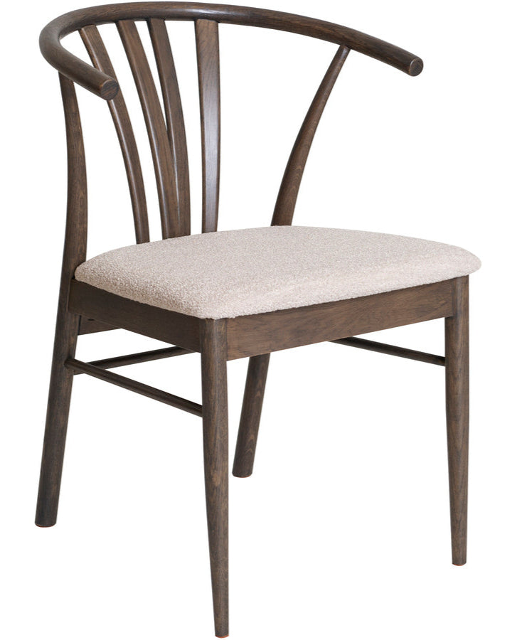 ARON Matstol i brunlackad ek, beige tyg