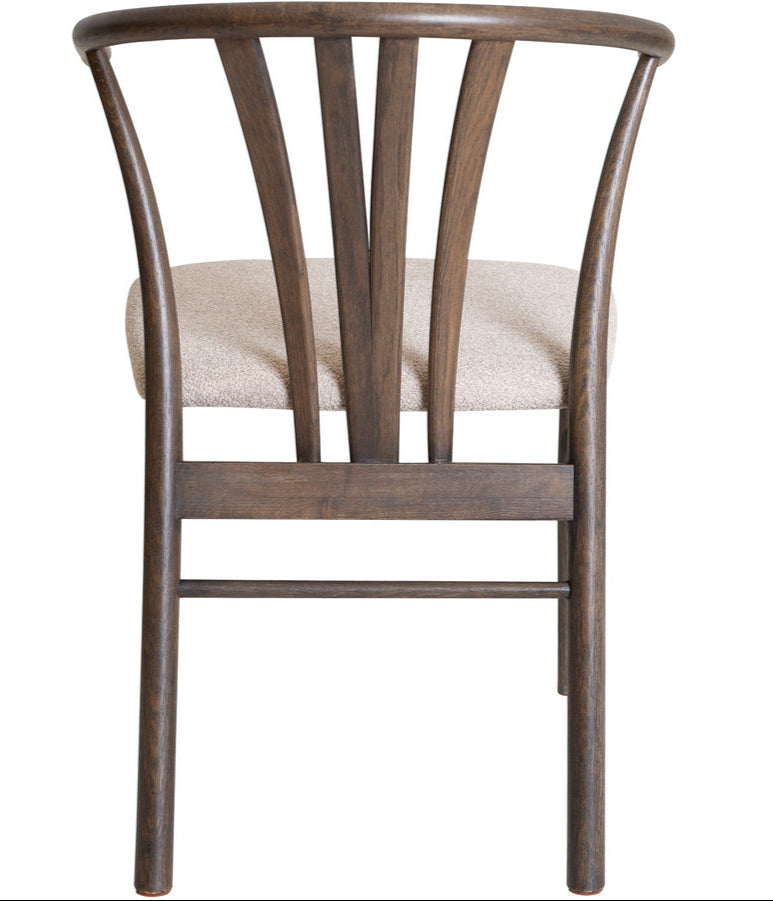 ARON Matstol i brunlackad ek, beige tyg