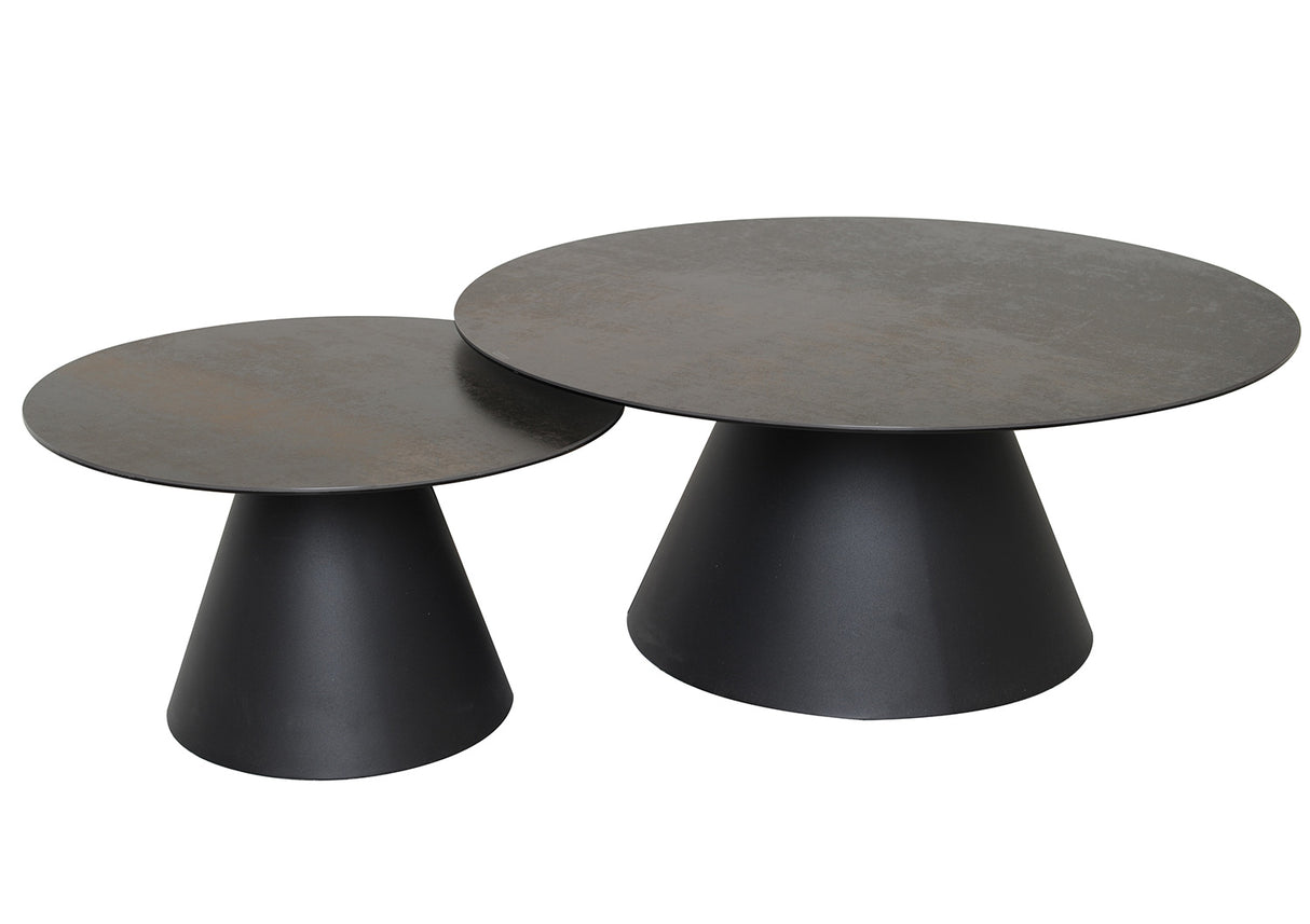 Liora Soffbord 90 cm Rund Svart / Grå Keramik