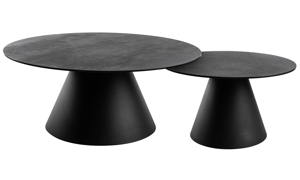 Liora Soffbord 90 cm Rund Svart / Grå Keramik