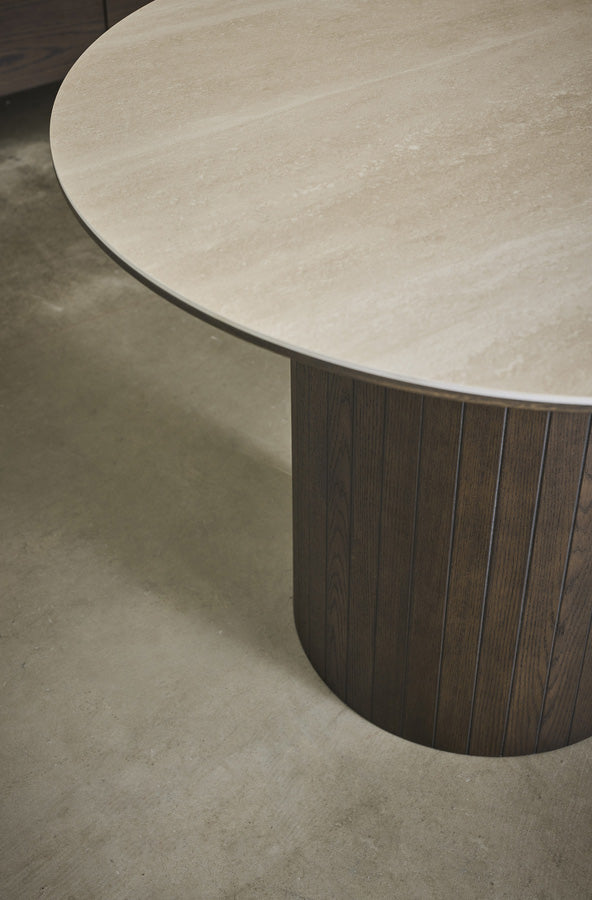 Aria Matbord 100x190-235 cm Keramisk Travertin