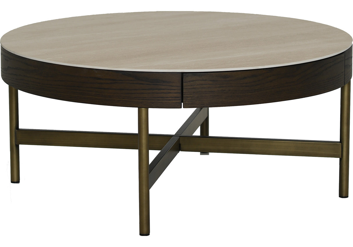 Novum Satsbord 90/55 cm Rund Brun / Bronz / Keramisk Travertin