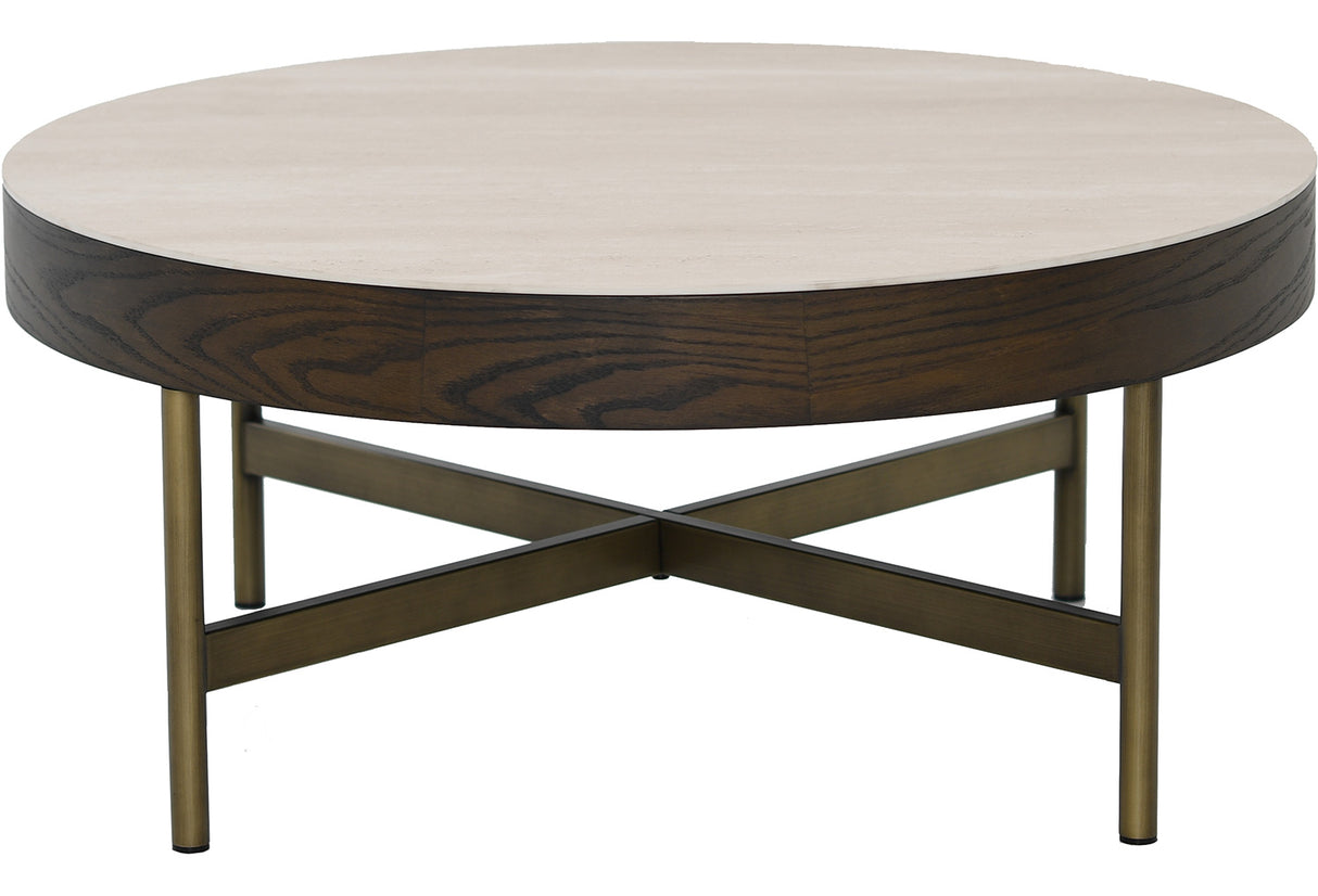 Novum Satsbord 90/55 cm Rund Brun / Bronz / Keramisk Travertin