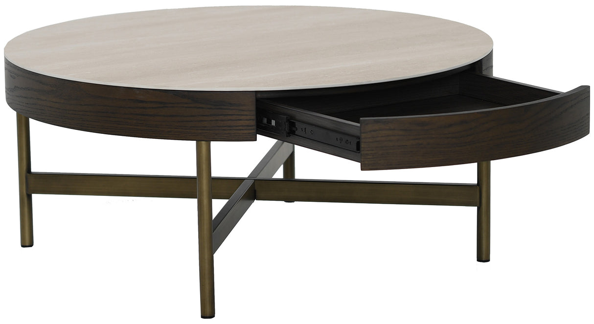 Novum Soffbord 90 cm Rund Brun / Bronz / Keramisk Travertin