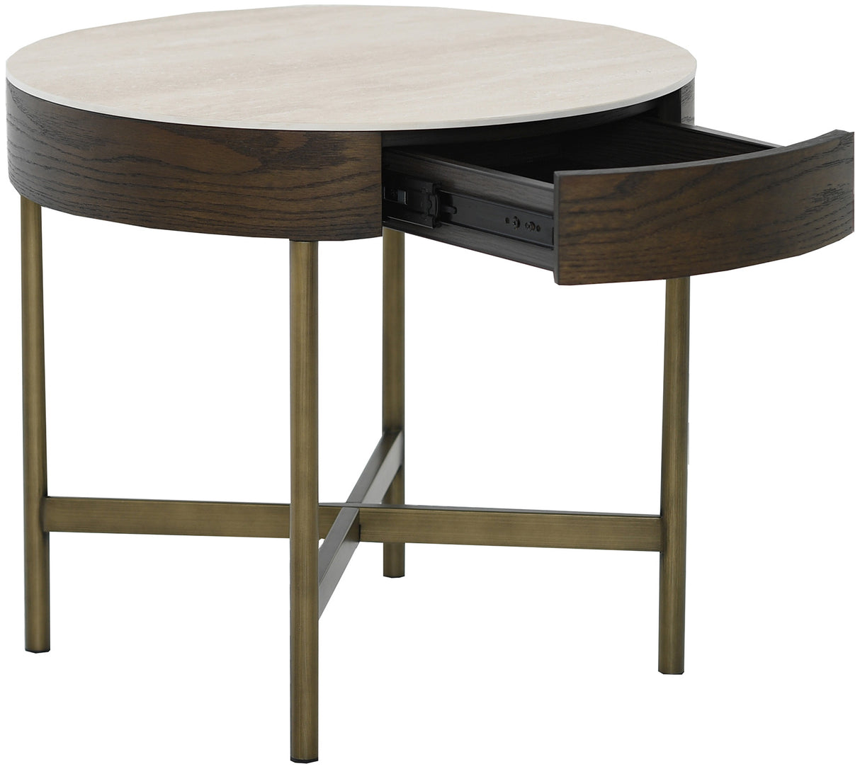 Novum Sidobord 55 cm Rund Brun / Bronz / Keramisk Travertin