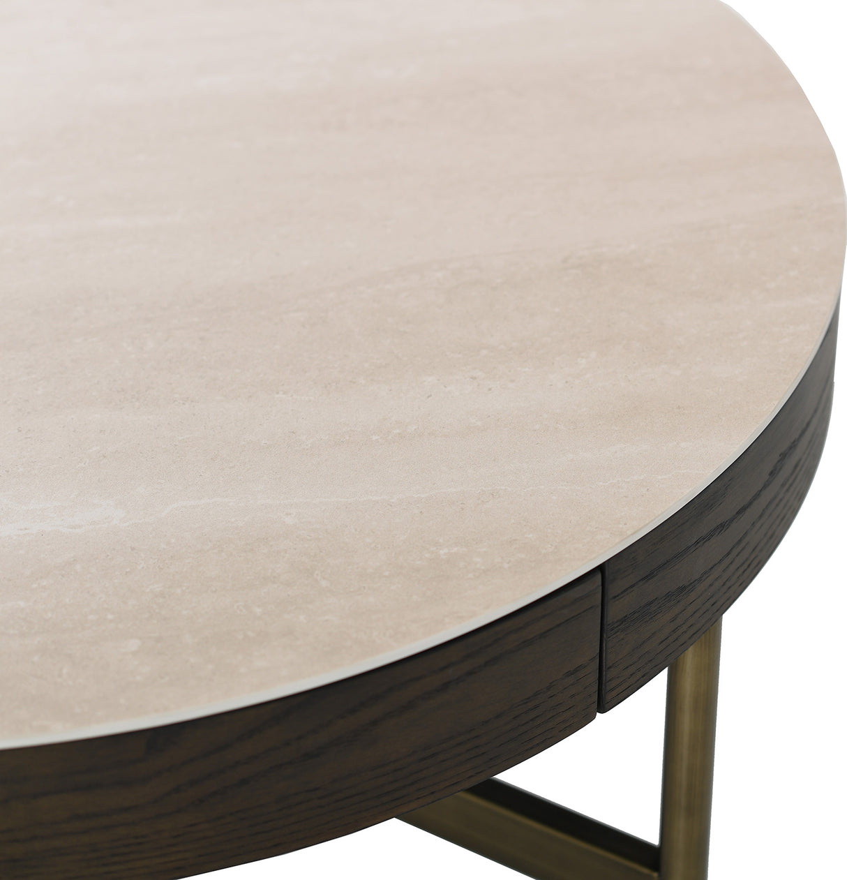 Novum Sidobord 55 cm Rund Brun / Bronz / Keramisk Travertin