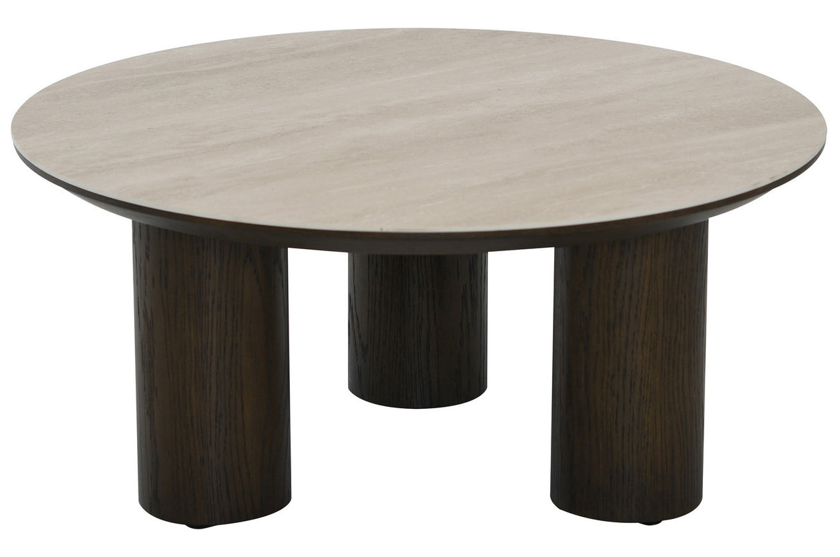 Aria Soffbord 90 cm Rund Brun / Keramisk Travertin