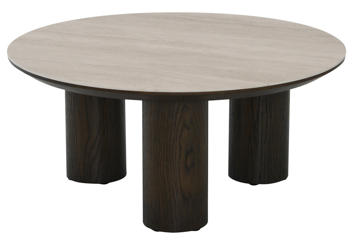 Aria Soffbord 90 cm Rund Brun / Keramisk Travertin