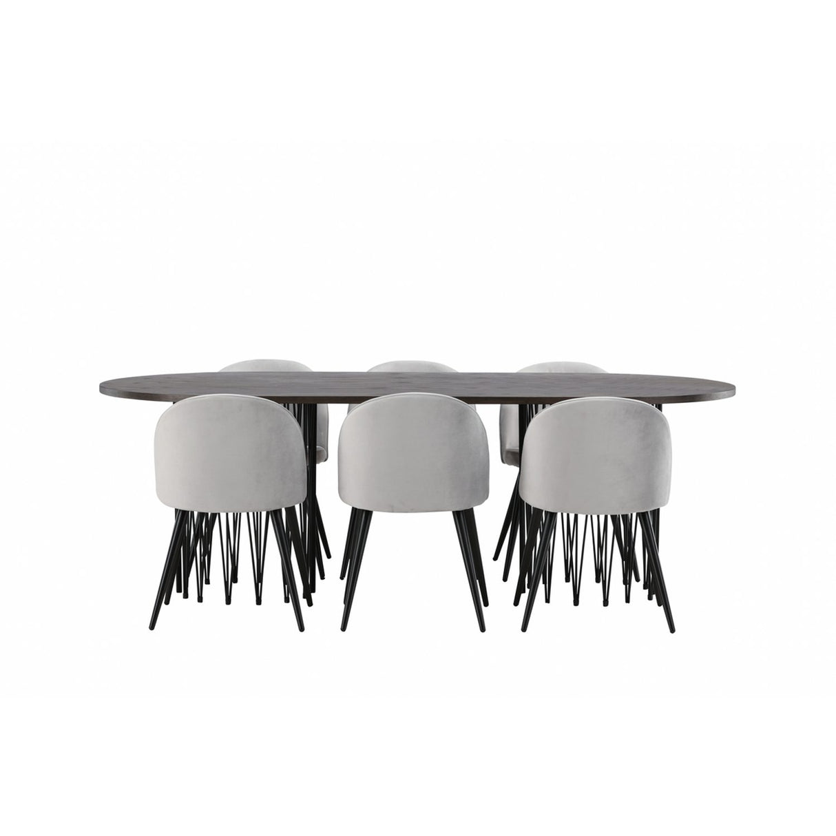 Stone, Velvet Rektangulär matgrupp Svart,Grå, Svart, Mocka, 220 x 100