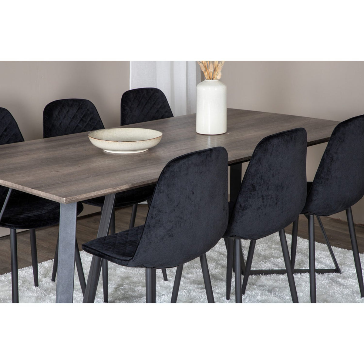 Marina, Polar Rektangulär matgrupp Svart, Svart,Grå, 180 x 90