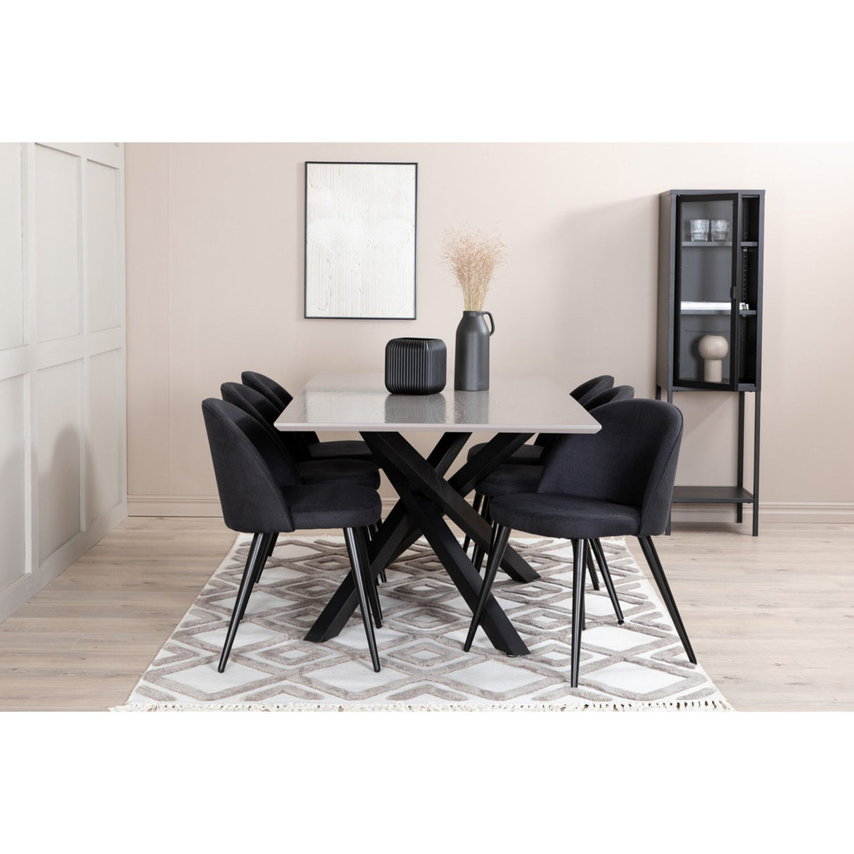 Piazza, Velvet Rektangulär matgrupp Svart, Svart, mörkgrå, 180 x 90