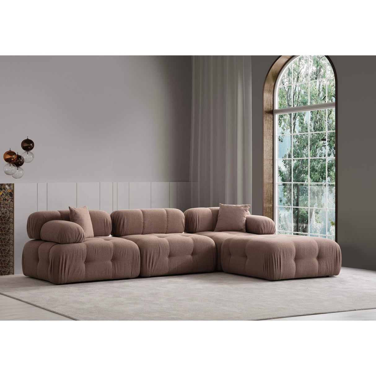 Tallinn 3-sits med puff (300-200 x 100 x 80 cm) Hörnsoffa Cappuccino