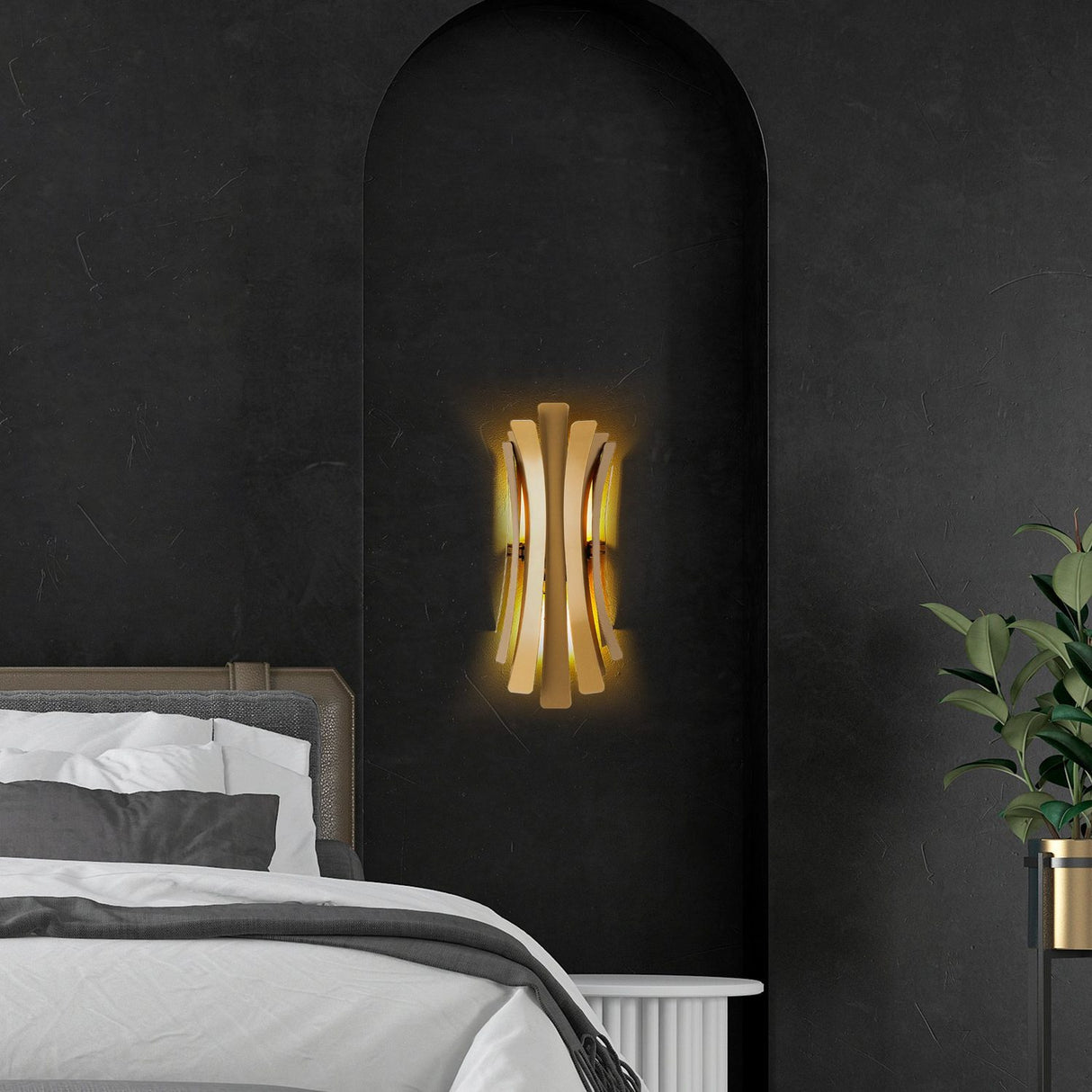 Sofia (17 x 16 x 48 cm) Vägglampa Guld
