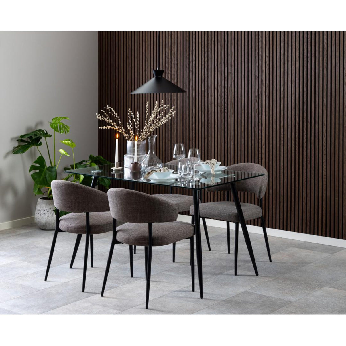 Kaley Matstol Basel tyg Gråbrun