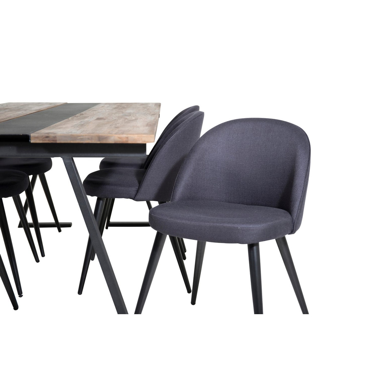 Jakarta, Velvet Rektangulär matgrupp Svart, Svart,Natur, 200 x 90