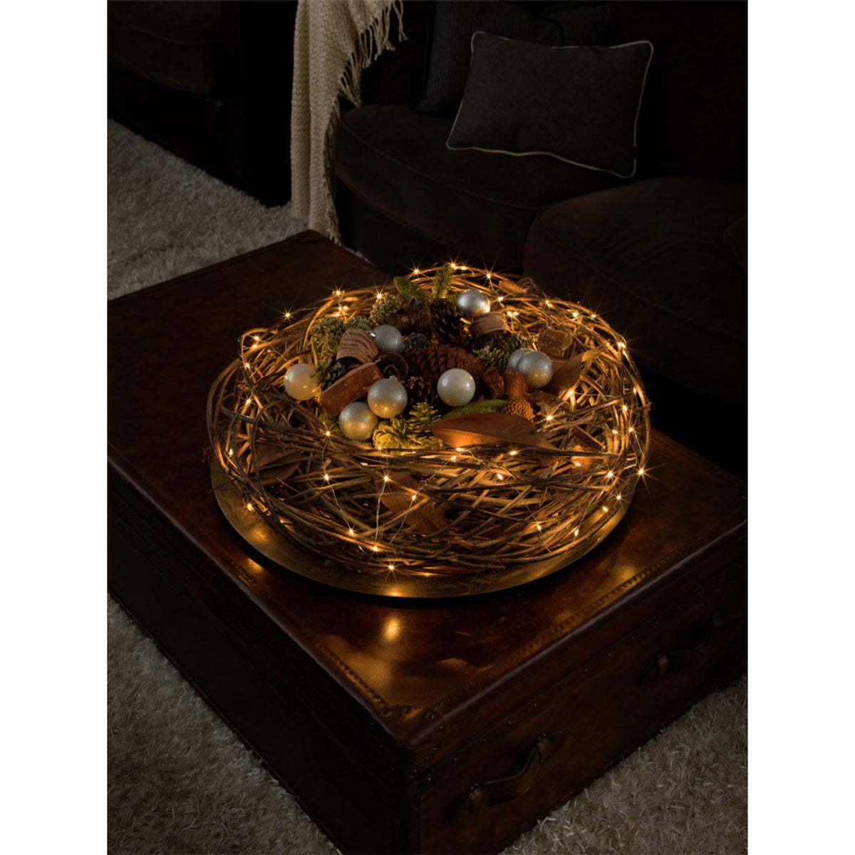 Micro LED med Transformator Ljusslinga Inomhus 50 Lampor (4.9m), Amber/Silver Kabel