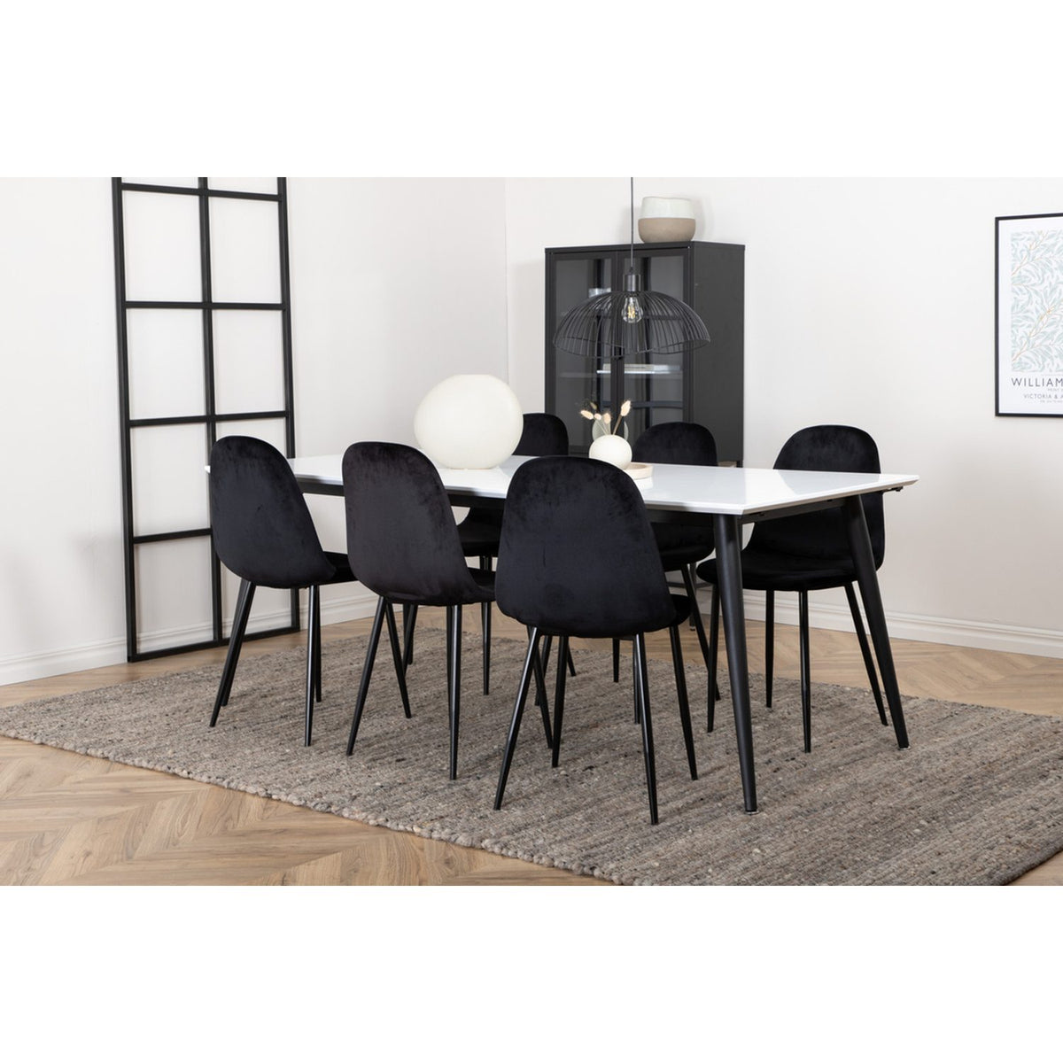 Jimmy, Polar Rektangulär matgrupp Svart, Svart, vit, 195 x 90