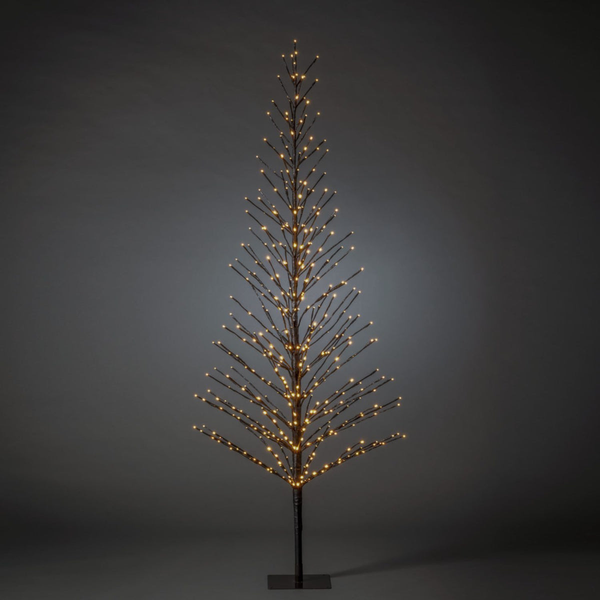 Svart träd 150 cm LED Steady/firefly Ljusdekoration Ute 210 cm