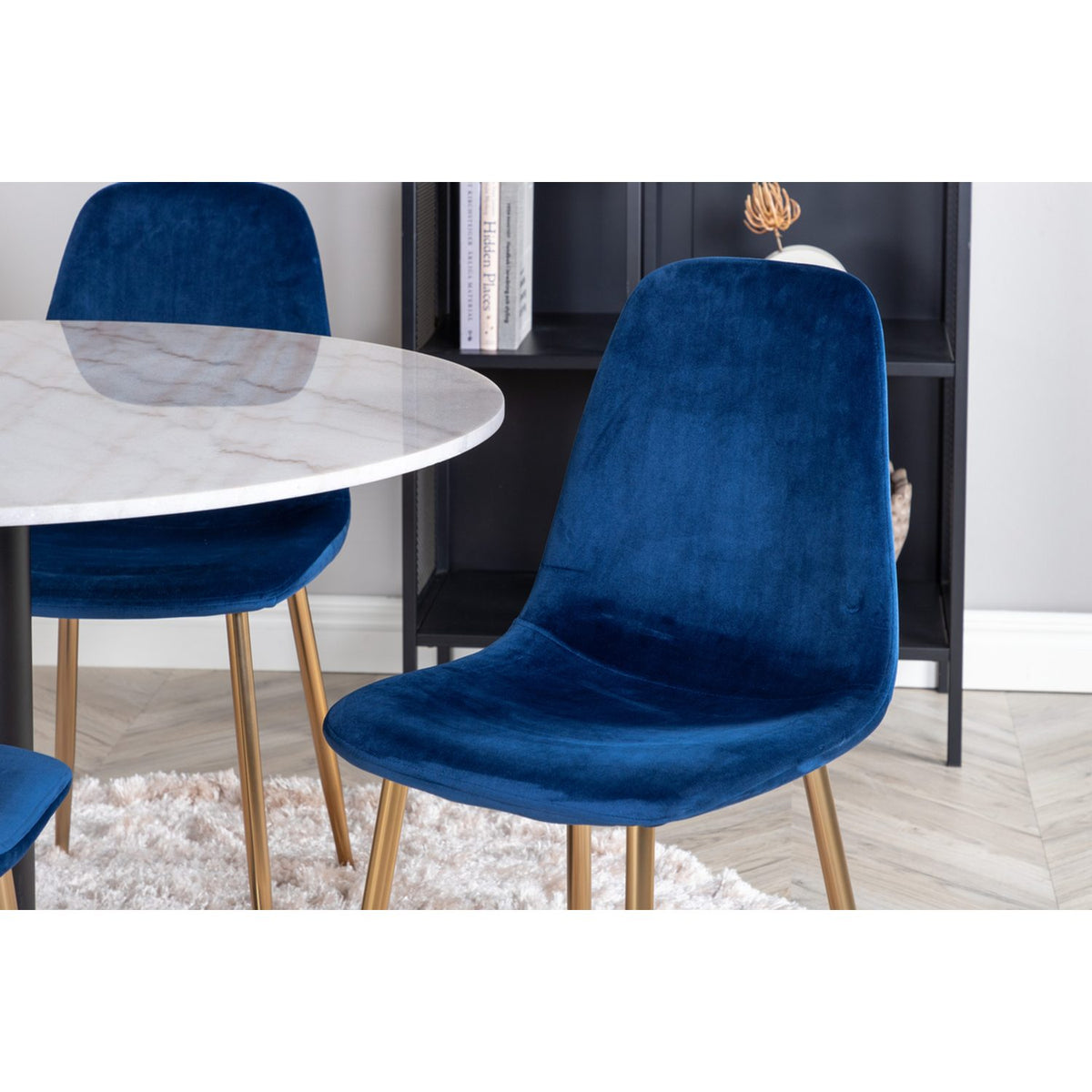 Estelle, Polar Rund matgrupp Blå,Guld, Svart,Vit, ⌀106