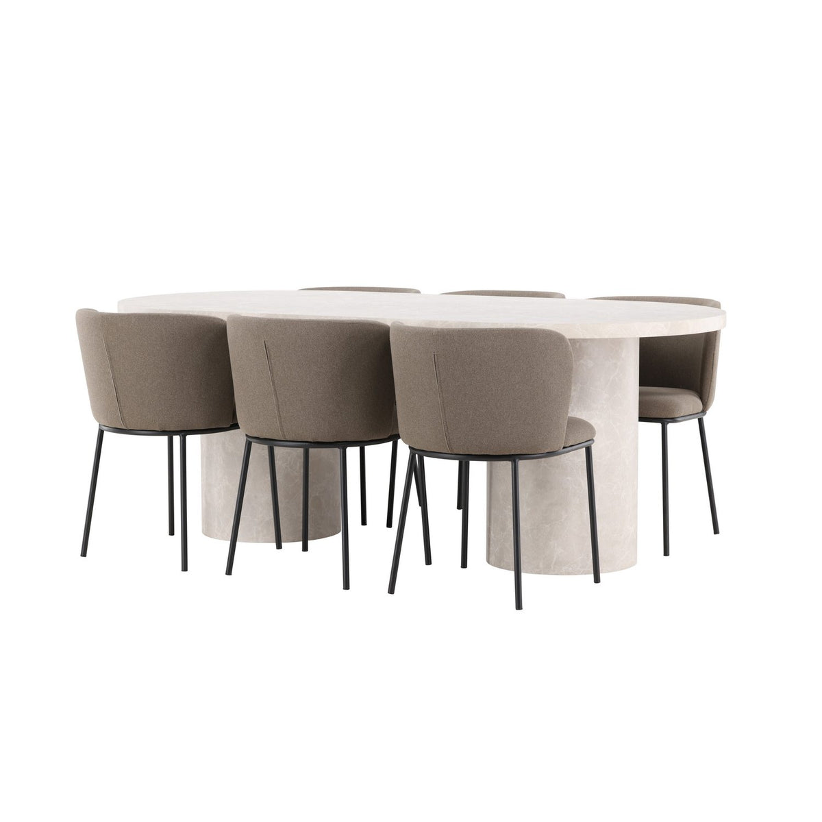 Narvik, Edina Oval matgrupp Svart,Brun, Beige, 200 x 100