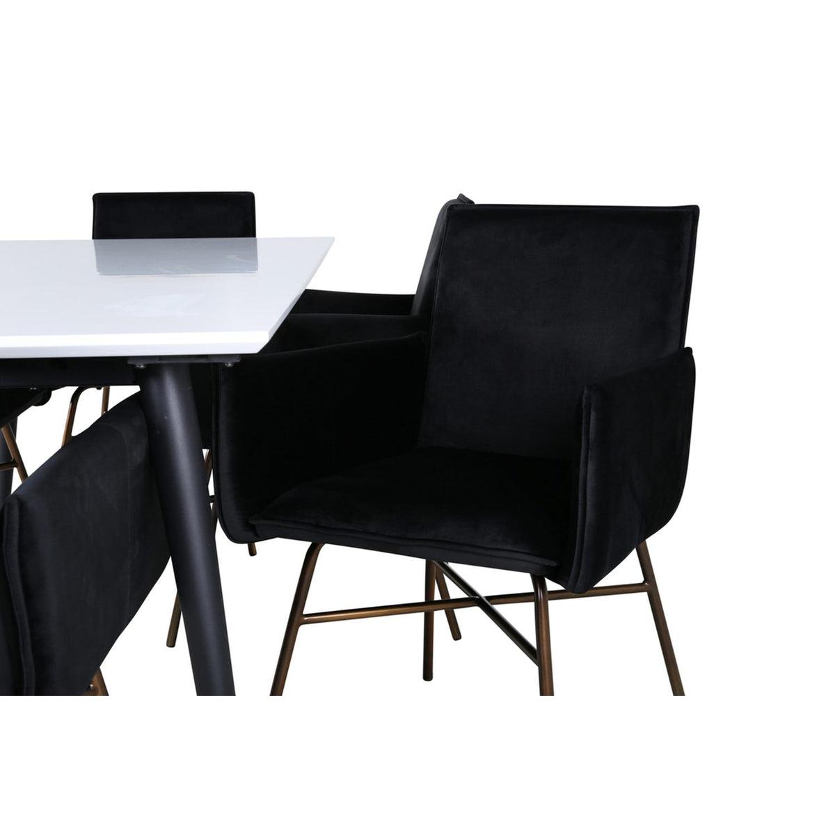 Jimmy, Petra Rektangulär matgrupp Svart,Koppar, Svart,Vitt, 195 x 90