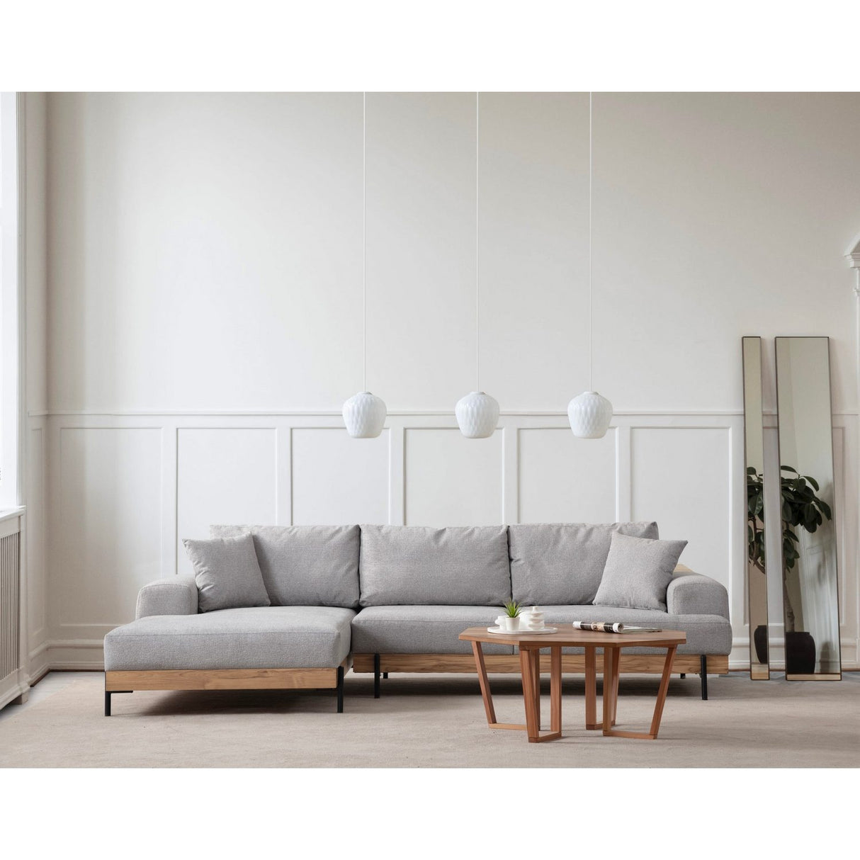 Addis Abeba Oak (170-280 x 98 x 78 cm) Hörnsoffa Grå, Vänster