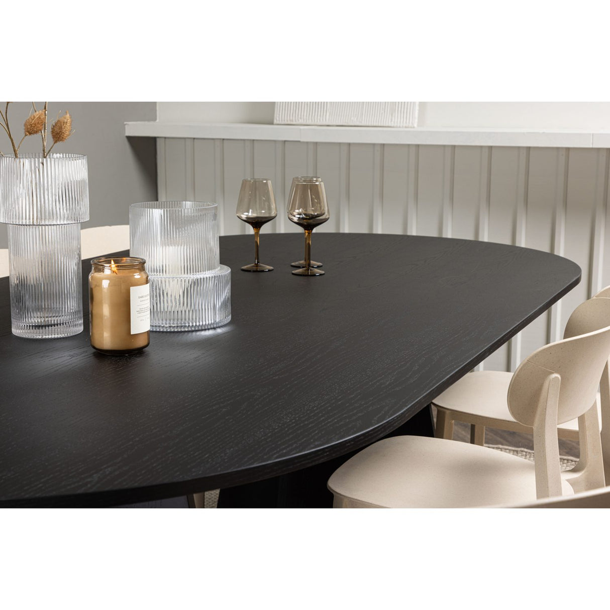 Bootcut, Åstol Oval matgrupp Beige, Svart, 230 x 115