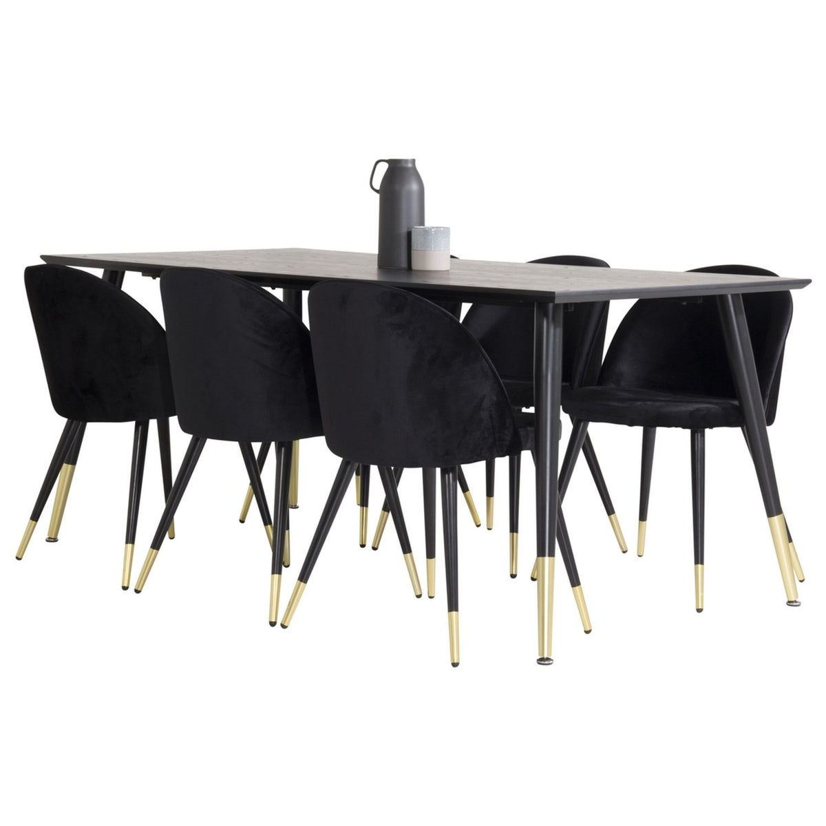 Dipp, Velvet Rektangulär matgrupp Svart,Guld, Svart,Guld, 180 x 90