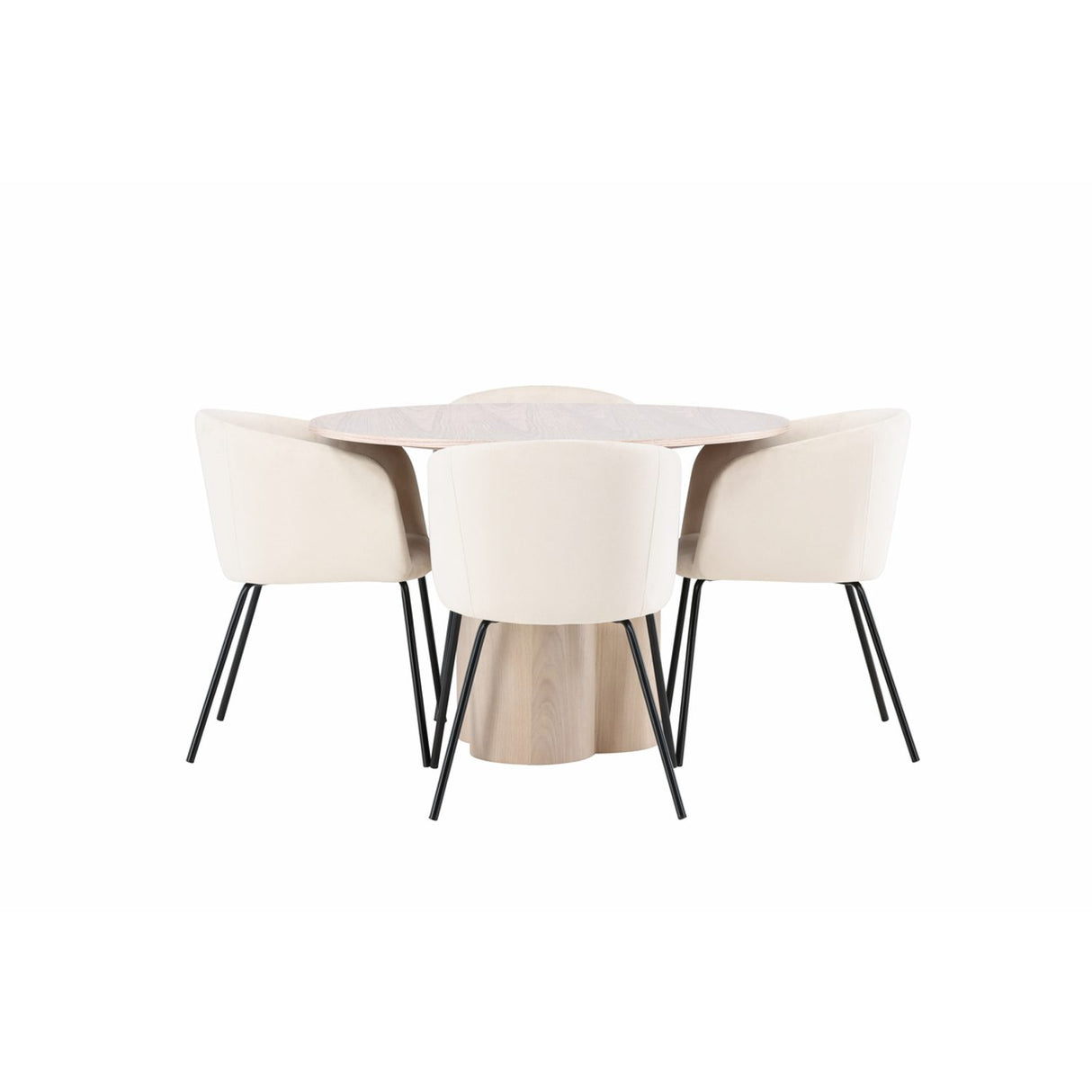 Olivia, Berit Rund matgrupp Beige, Vitputsad, 4st