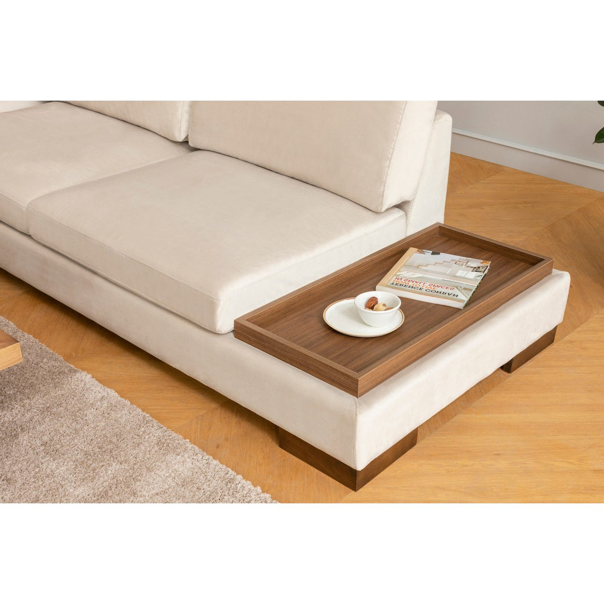 Kigali Hörn med puff (193 x 97 x 80 cm) Hörnsoffa Beige