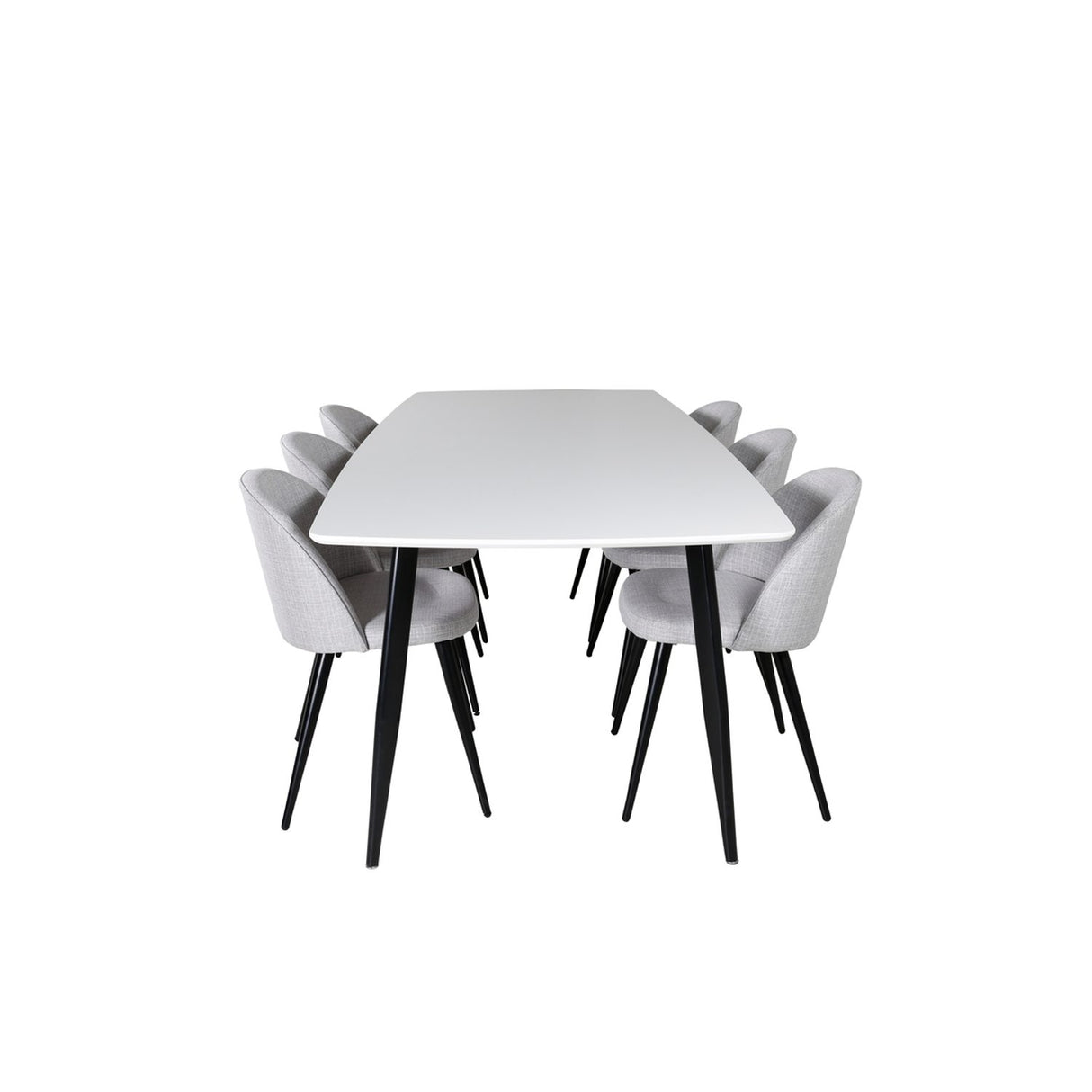 Polar, Velvet Rektangulär matgrupp Svart,Ljusgrå, Svart, Vit, 240 x 100