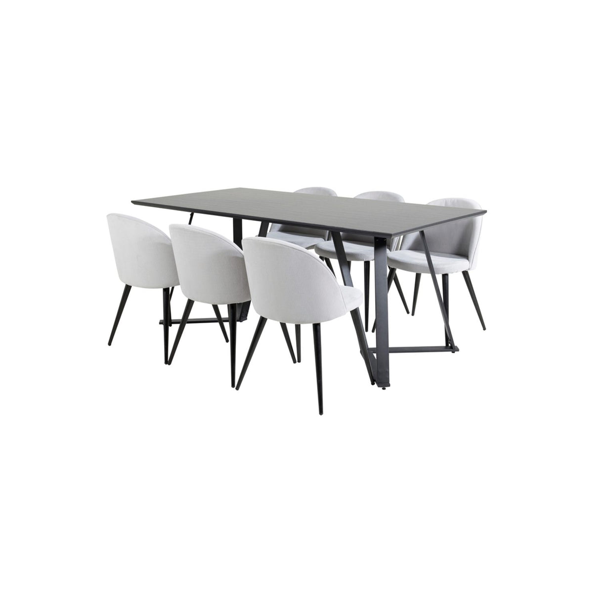 Marina, Velvet Rektangulär matgrupp Svart,Ljusgrå, Svart, 180 x 90