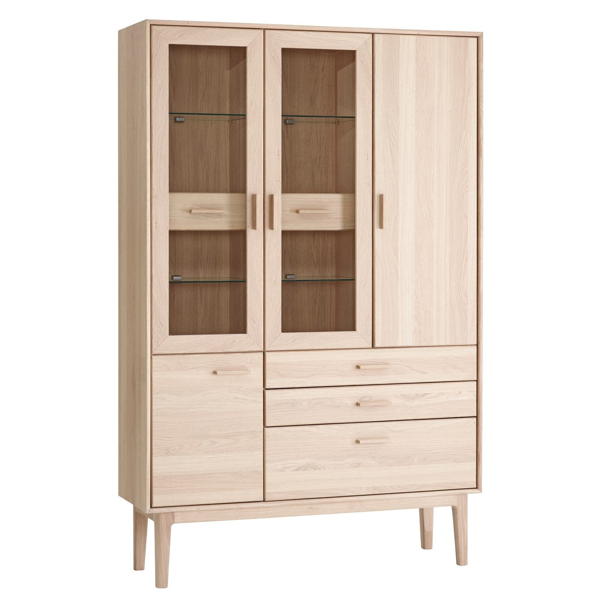 Vitrinskåp Nr.701 123x191 cm Vitoljad Ek