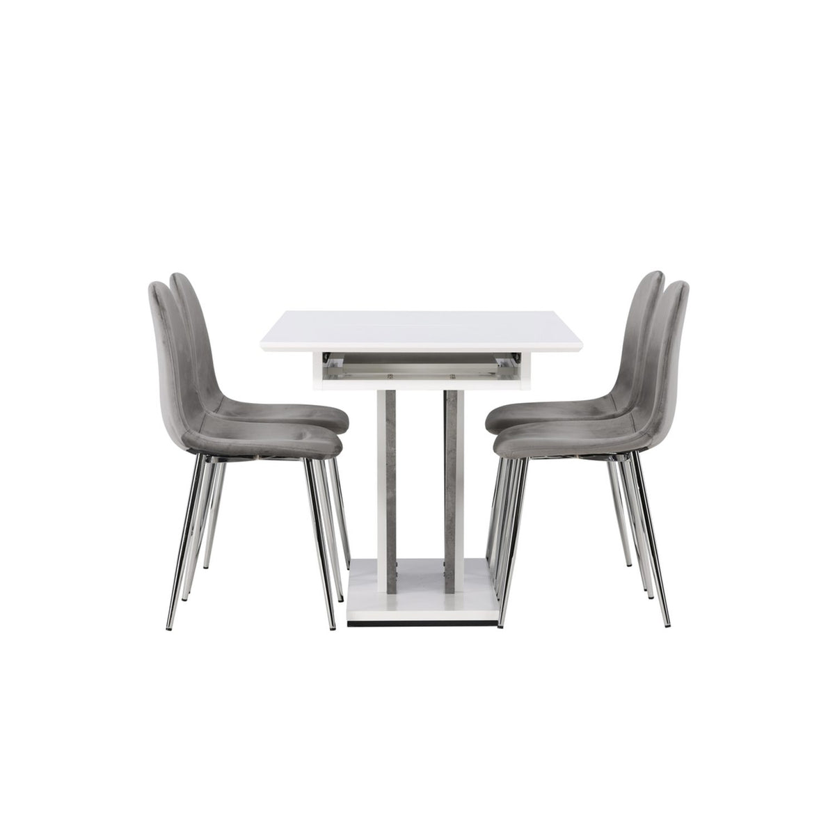 Disa, Eva Rektangulär matgrupp Silver, Grå,Vit, 120 x 80
