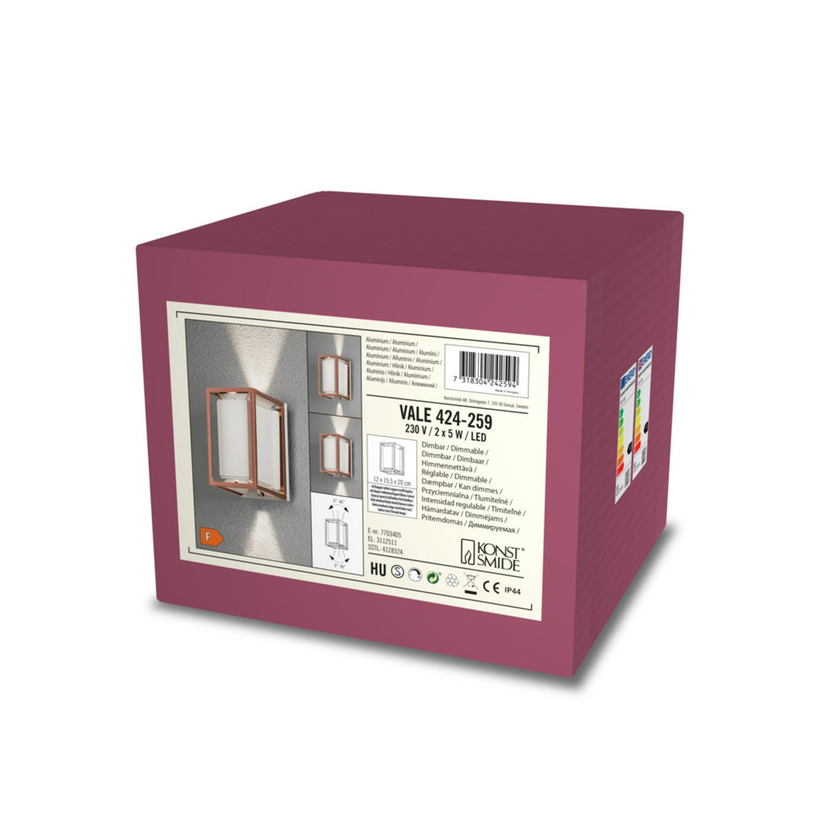 Vale 2x5W LED Koppar Vägglampa Ute Vit