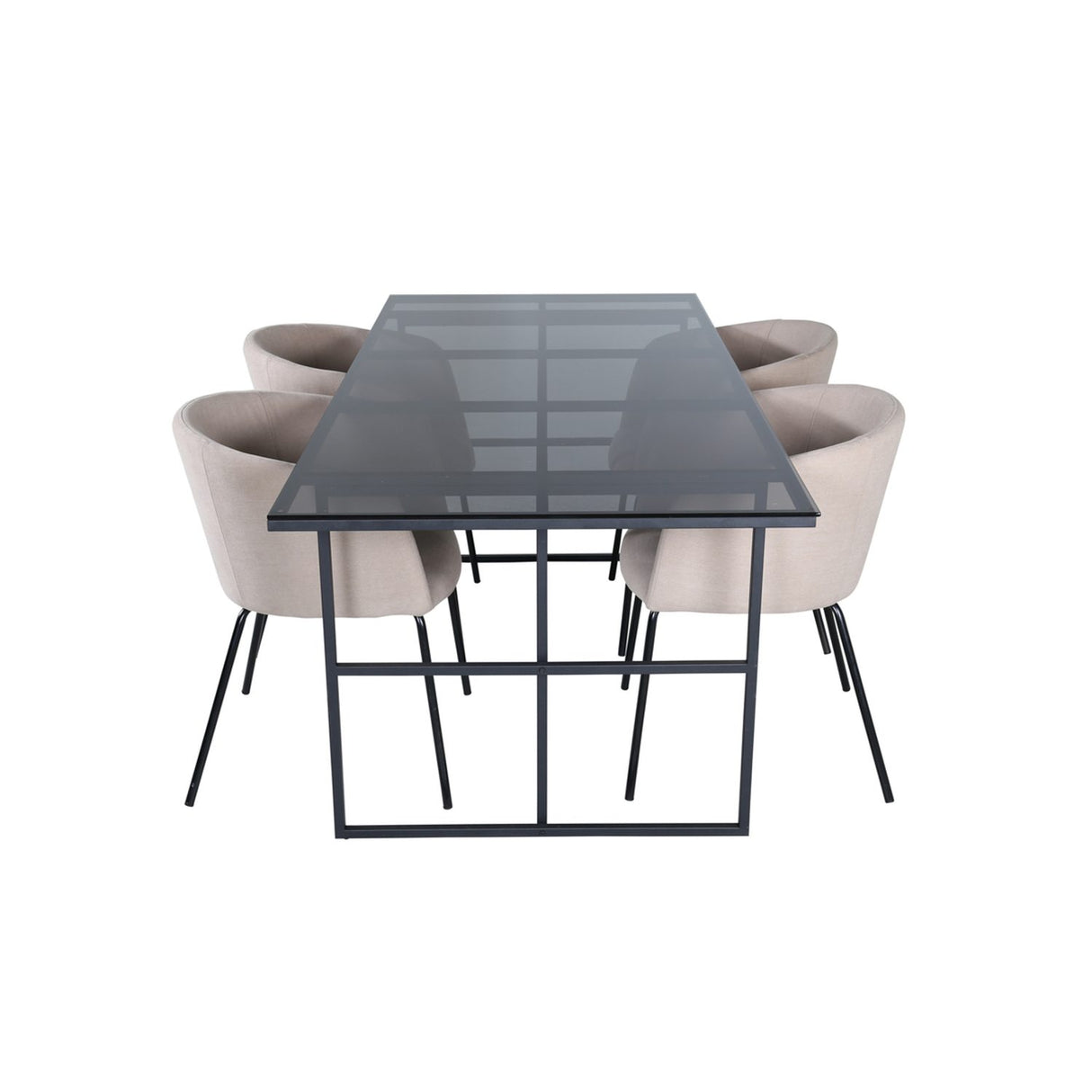 Leif, Berit Rektangulär matgrupp Beige, Svart, Svart, 200 x 90
