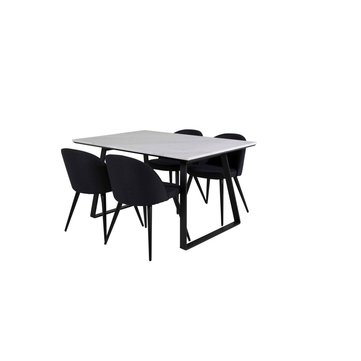 Estelle, Velvet Rektangulär matgrupp Svart, Svart, vit, 140 x 90