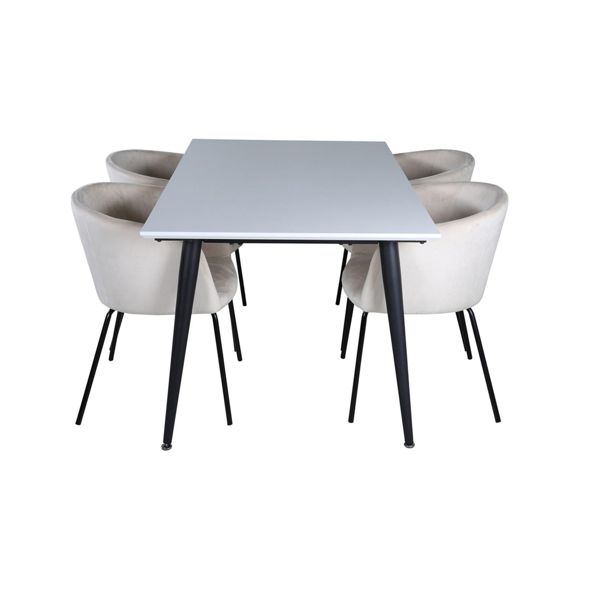 Jimmy, Berit Rektangulär matgrupp Beige, Svart, Svart,Vitt, 150 x 90