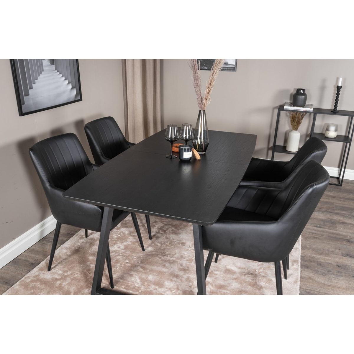 Inca, Comfort Rektangulär matgrupp Svart, Svart, 4st