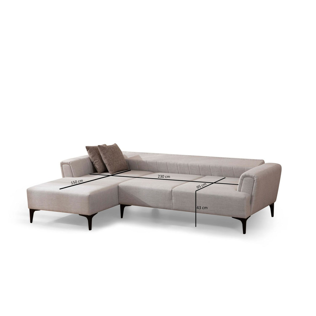 Jakarta (140-270 x 95 x 77 cm) Hörnsoffa-bäddsoffa Ecru, Vänster