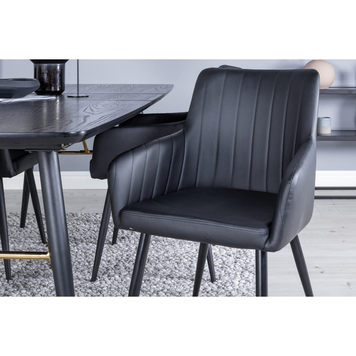 Gold, Comfort Rektangulär matgrupp Svart, Svart, 180 x 85
